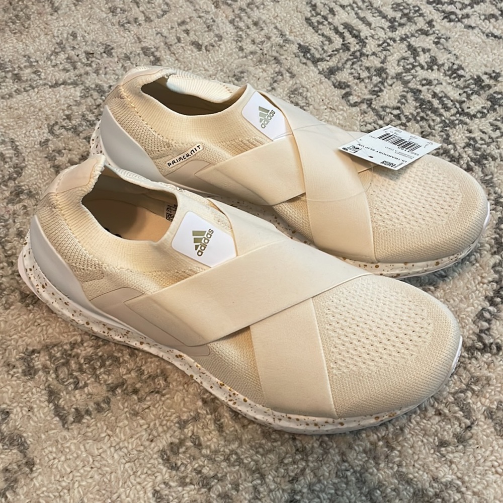 NWT Women’s Adidas Ultraboost Slip On DNA- Cream/White/Gold - Picture 1 of 5